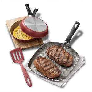 Set de Omeletera + Sarten grill y espátula Tramontina